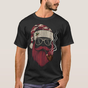 Camiseta Papai Noel Hipster Fumando Cachimbo