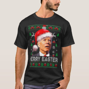 Camiseta Papai Noel Joe Biden Engraçado Alegre Páscoa Natal