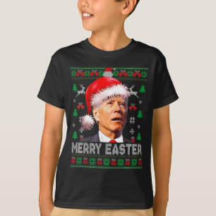Camiseta Papai Noel Joe Biden Engraçado Feliz Páscoa Natal