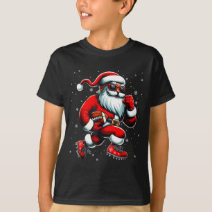 Camiseta Papai Noel Jogando Futebol Homens Meninos Futebol