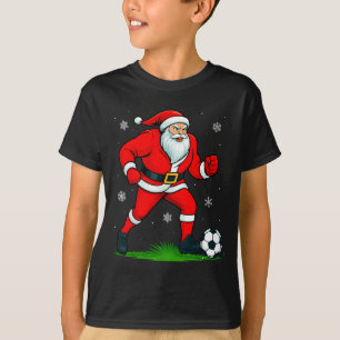 Camiseta Papai Noel Jogando Futebol Xmas Natal Divertido Fu