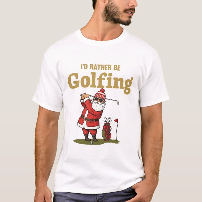 Camiseta Papai Noel Jogando Golfe (Frente)