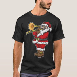 Camiseta Papai Noel jogando Trombone no Natal Premium