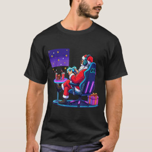 Camiseta Papai Noel Legal Jogando Jogos Natal Garotos Estil