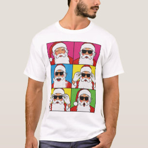 Camiseta Papai Noel Legal Pop Art com Óculos de Sol - Retro
