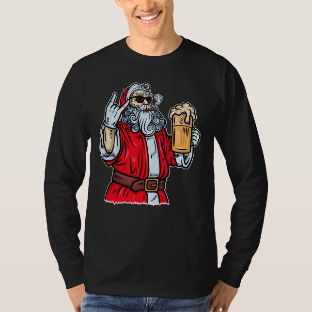 Camiseta Papai Noel Mau, Rocha, Cerveja e Charuto (Frente)