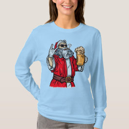 Camiseta Papai Noel Mau, Rocha, Cerveja e Charuto