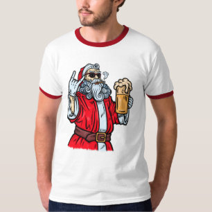 Camiseta Papai Noel Mau, Rocha, Cerveja e Charuto