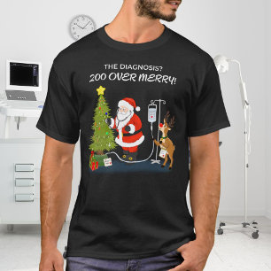 Camiseta Papai Noel Médico Engraçado Exame da Árvore de Nat