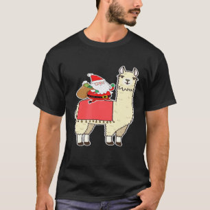 Camiseta Papai Noel Montado em Llama Natal  Meninos Homens 