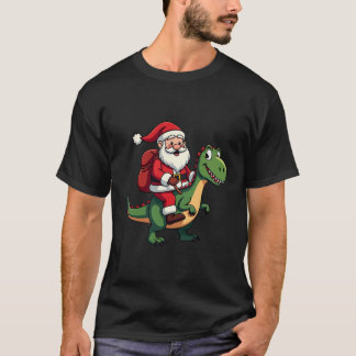Camiseta Papai Noel Montado em um Dinossauro melhor present