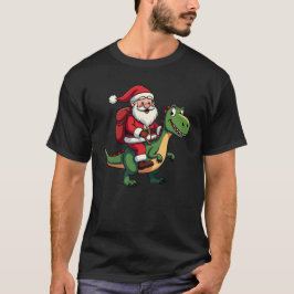 Camiseta Papai Noel Montado em um Dinossauro Melhor Present