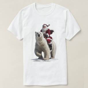 Camiseta Papai Noel montado num urso polar