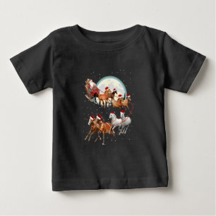 Camiseta Papai Noel montando cavalos, trenó equestre