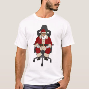 Camiseta Papai Noel na Cadeira de Jogos do Escritório