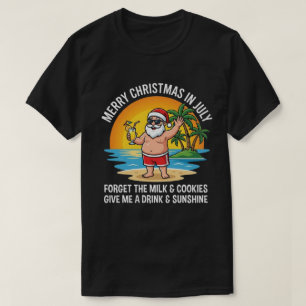 Camiseta Papai Noel na Praia Natal em Julho na Praia