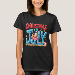 Camiseta Papai Noel Natal Em Julho Vibrações De Verão Praia