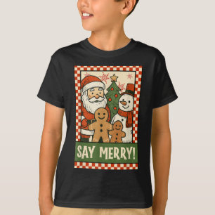 Camiseta Papai Noel Natal Engraçado Biscoito Boneco de Neve