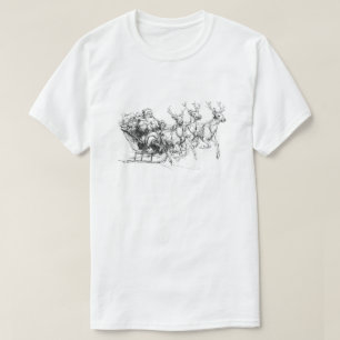 Camiseta Papai Noel no Trenó – Esboço Mínimo de Natal
