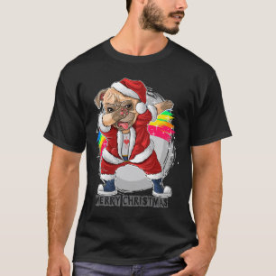 Camiseta Papai Noel O cachorro pug fofo dançando Dabbing Da