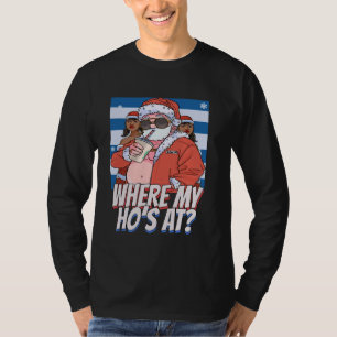 Camiseta Papai Noel, onde minha casa está no Café de Natal 