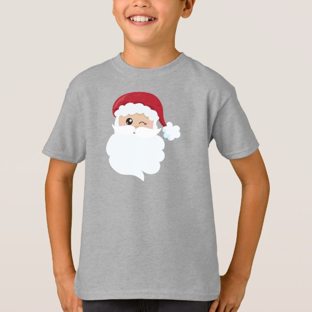Camiseta Papai Noel, Papais noeis Winking, Papai Noel, Nata (Frente)