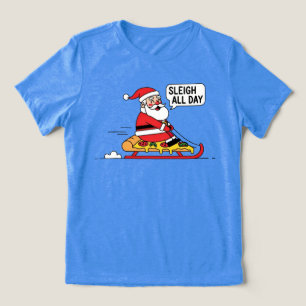 Camiseta Papai Noel Passeando de Trenó o Natal Inteiro