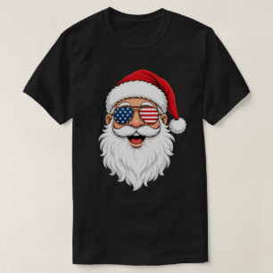 Camiseta Papai Noel Patriótico de Natal com Óculos de Aviad