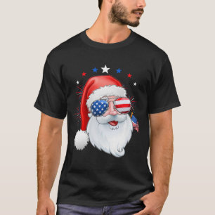Camiseta Papai Noel Patriótico Usa Óculos de Sol Crianças N