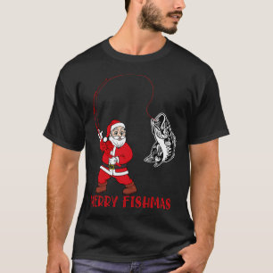 Camiseta Papai Noel Peixe Divertido Natal Para Homens Avô P