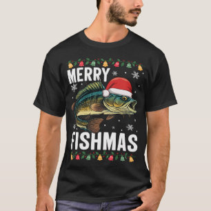 Camiseta Papai Noel Pescando Um Baixo Natal Divertido Angl