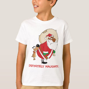 Camiseta Papai noel preto mau das mordidas de cão no bumbu