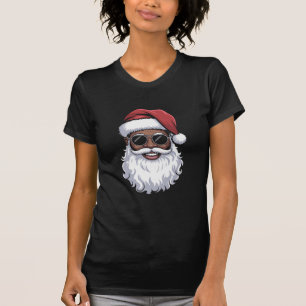 Camiseta Papai Noel Preto Xmas Papai Noel Afro Americano Ne