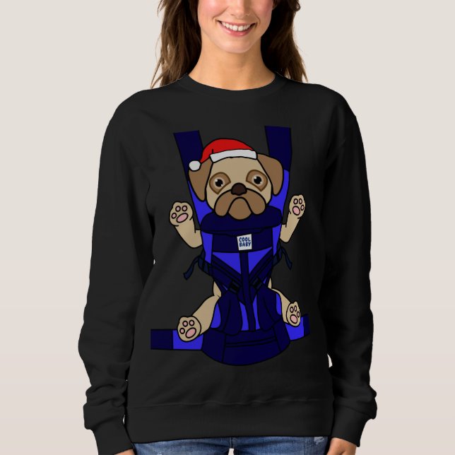 Camiseta Papai noel Pug Engraçado Cachorro Engraçado Mãe Pa (Frente)
