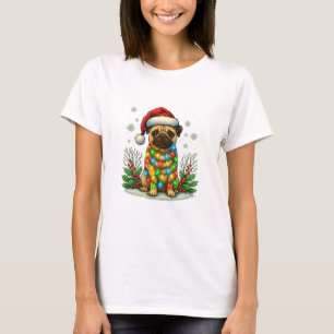 Camiseta Papai Noel Pug Luzes de Natal – Presente de Natal 