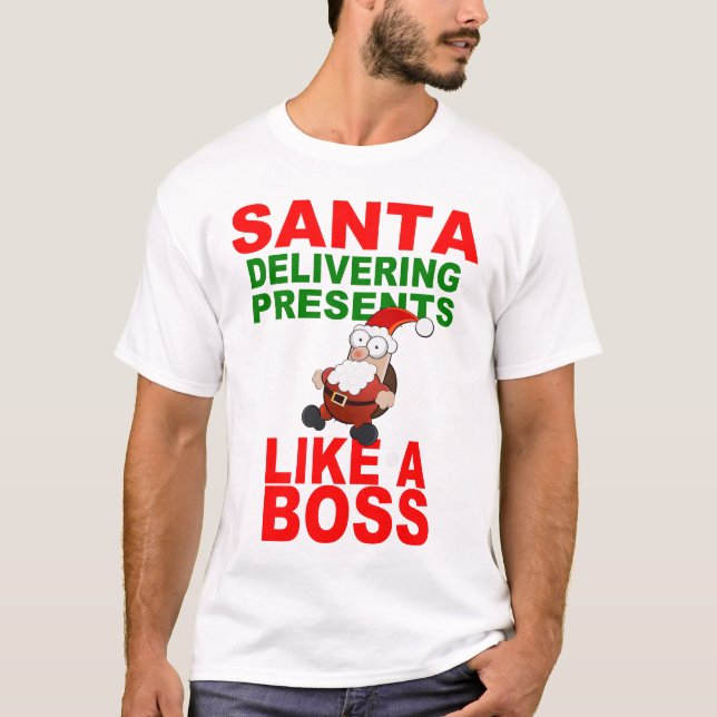 CAMISETA PAPAI NOEL QUE ENTREGA PRESENTES (Frente)