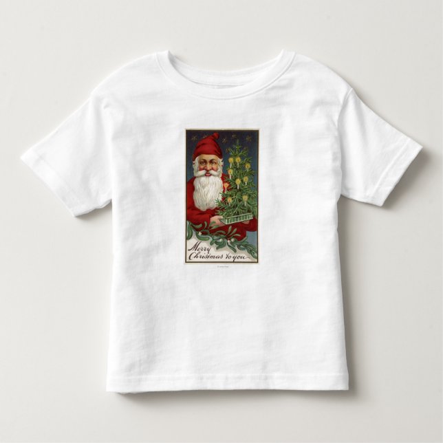 Camiseta Papai noel que guardara uma árvore iluminada por (Frente)