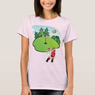 Camiseta Papai Noel que joga o golfe no 9o furo