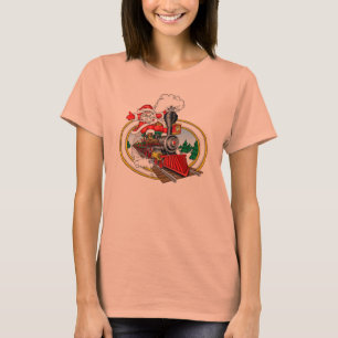 Camiseta Papai Noel que vem em você a bordo de um locomoti