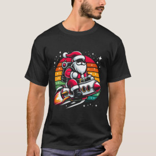 Camiseta Papai noel Retro Rocket Ride