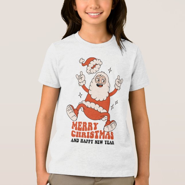 Camiseta Papai Noel Rockin - Uma Feliz e um Natal Alto (Frente)