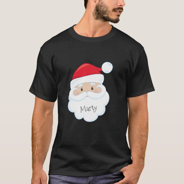 Camiseta Papai Noel Rosto com Nome na Barba (Frente)