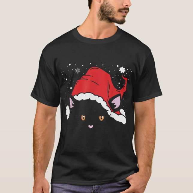 Camiseta Papai Noel Rosto Gatinhos de Natal Amantes Xmas P (Frente)
