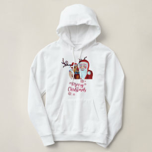 Camiseta Papai Noel Rudolf sorridente rindo aquarela