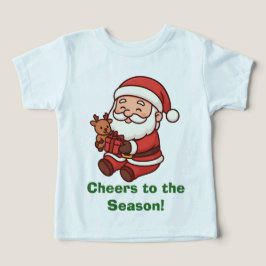 Camiseta Papai Noel segurando brinquedo de rena