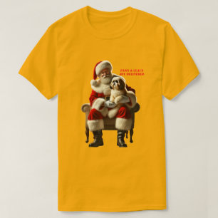 Camiseta Papai Noel Sentado com um URM Xmas Shih Tzu