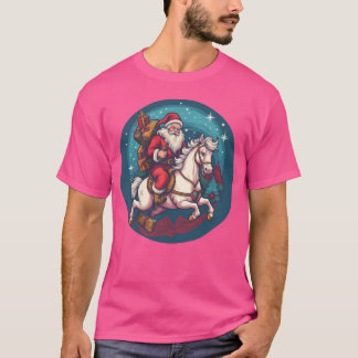 Camiseta Papai Noel sobre Horse Winter Sunset