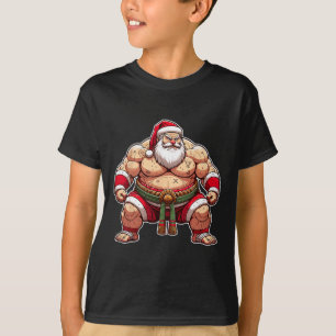 Camiseta Papai Noel Sumô Lutador de Sumô Japão Natal Legal 