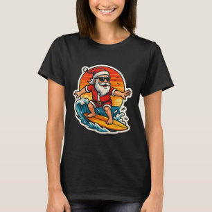 Camiseta Papai Noel Surfando Instrutor de Surf Surfista Fel