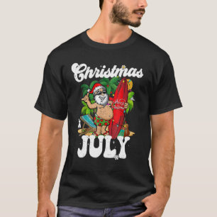 Camiseta Papai Noel Surfando Natal Em Julho De Vaca